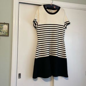 Kate Spade Black and White Color Block Fit and Flare Stretch Dress